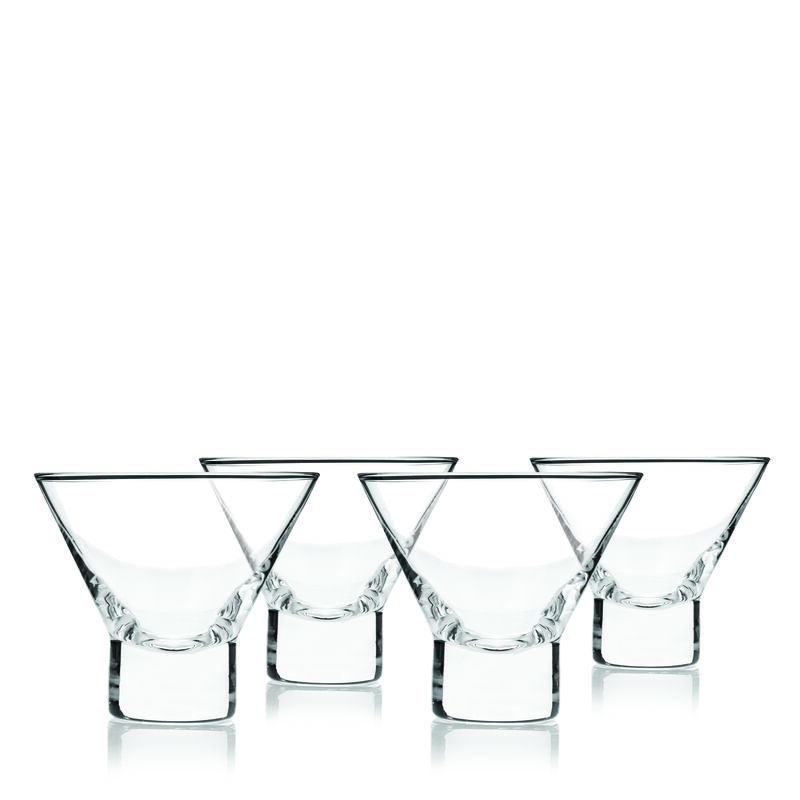 Raye Heavy Base Crystal Stemless Martini Glasses Set of 4