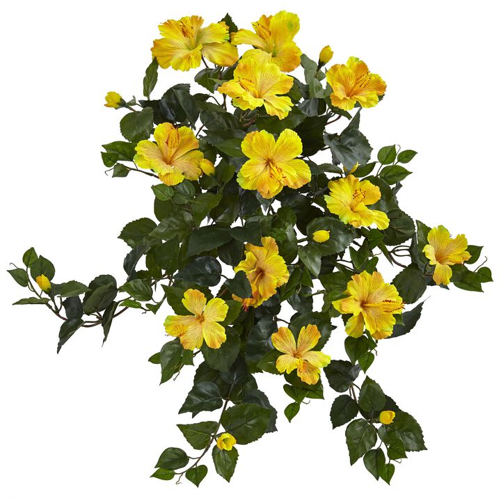 Hivvago 24" Hibiscus Hanging Artificial Plant (Set of 2)