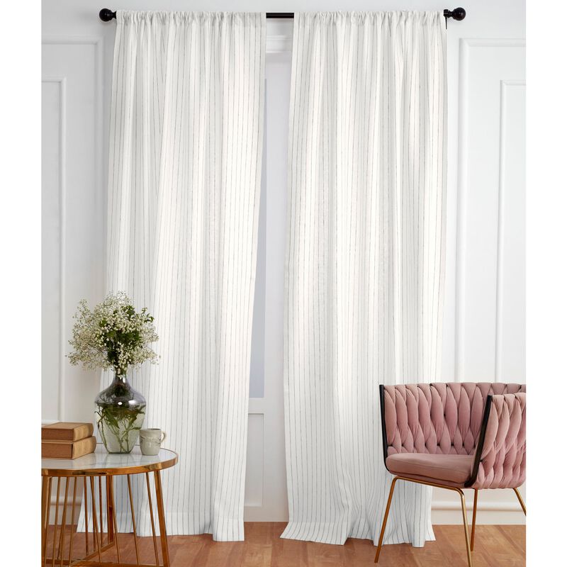Solino Home 100% Pure Linen Pinstripe Curtain for Thanksgiving, Christmas