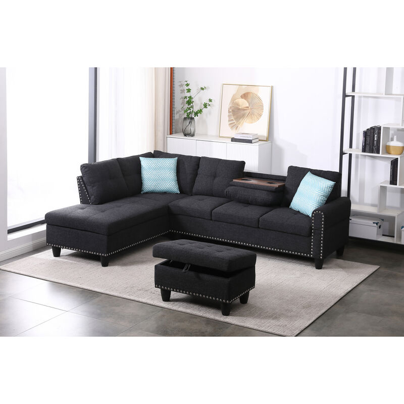 Alger 98" Wide Left Hand Facing Sofa Chaise With Ottoman