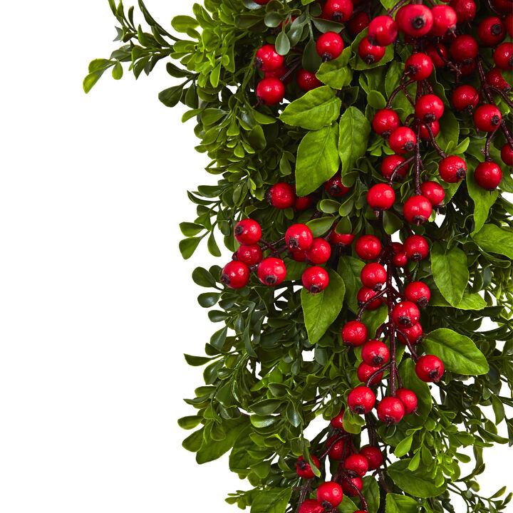 Nearly Natural 26-in Berry Boxwood Teardrop