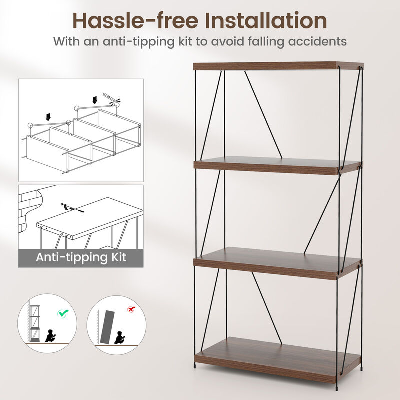 Multipurpose Display Rack with Metal Frame, Tiered Shelving