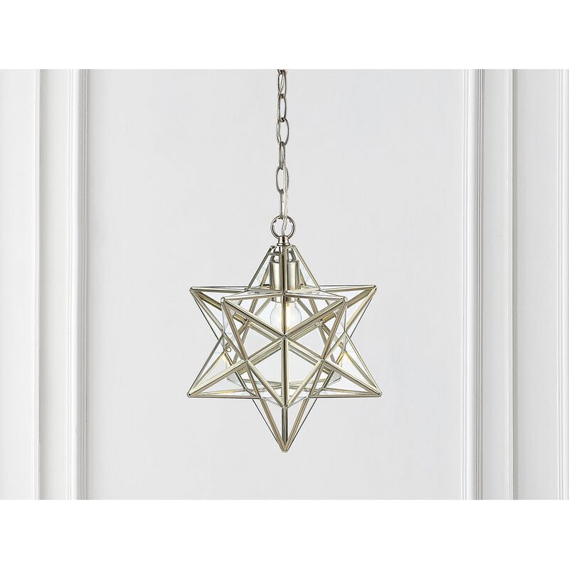 Stella Moravian Star Metal/Clear Glass LED Pendant
