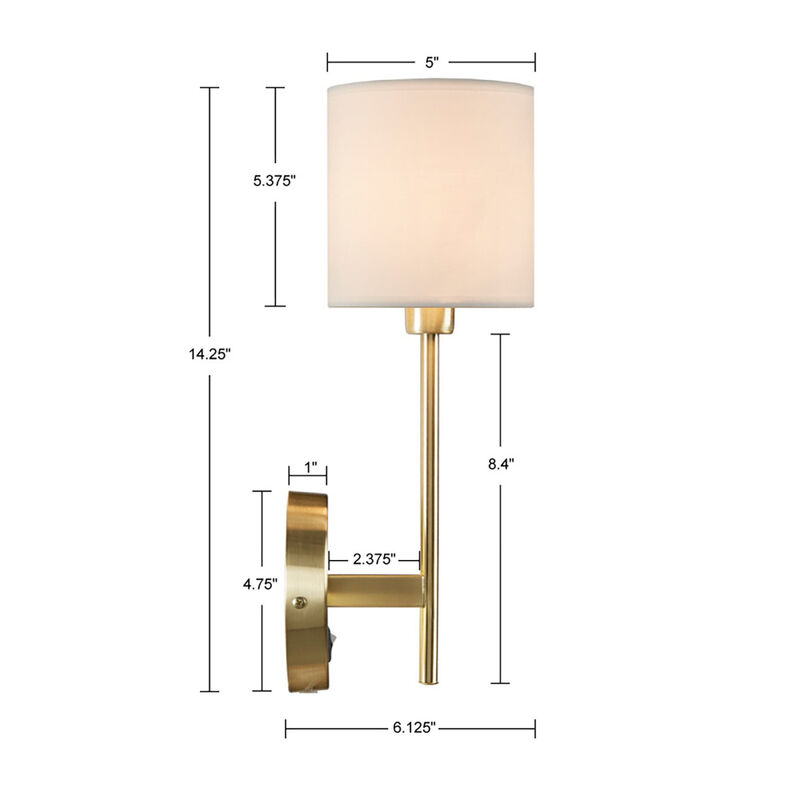 Conway Metal Wall Sconce With Cylinder Shade, Set Of 2