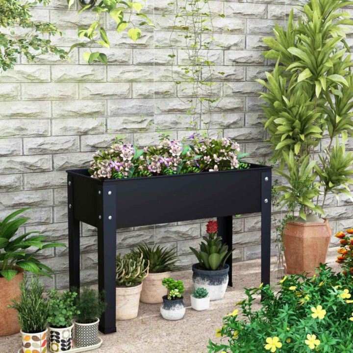 Hivvago Metal Raised Garden Bed with Legs and Drainage Hole for Vegetable Flower