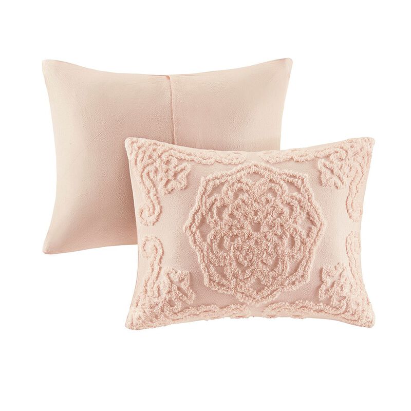 Gracie Mills Ray Boho Tufted Cotton Chenille Medallion Fringe Coverlet Set