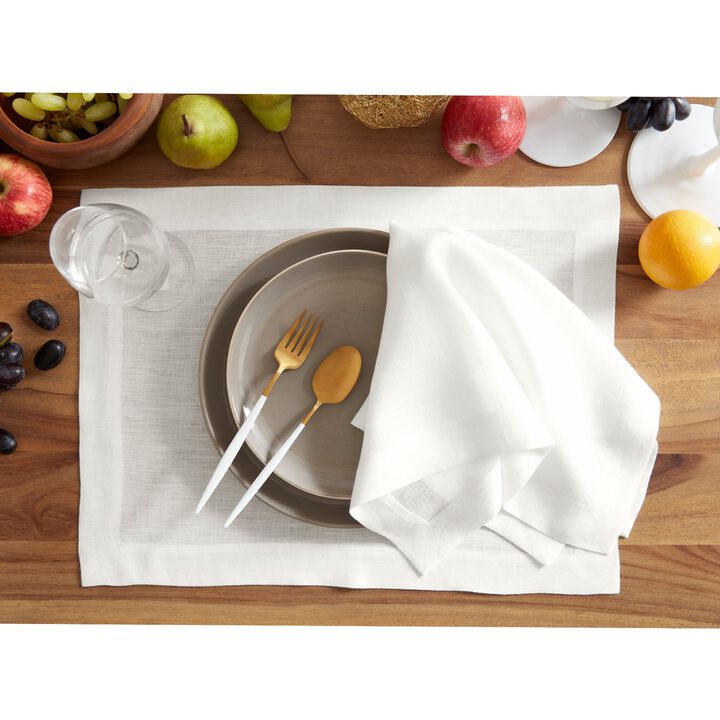 Solino Home 100% Pure Linen Placemats  Set of 6, 14 x 19 Inch | Sonoma