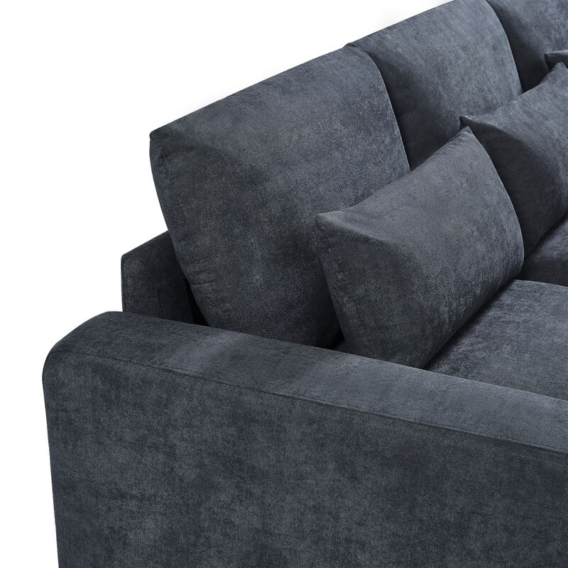 Modern Large L-Shaped Feather Filled Sectional Sofa, Convertible Sofa Couch With Reversible Chaise
