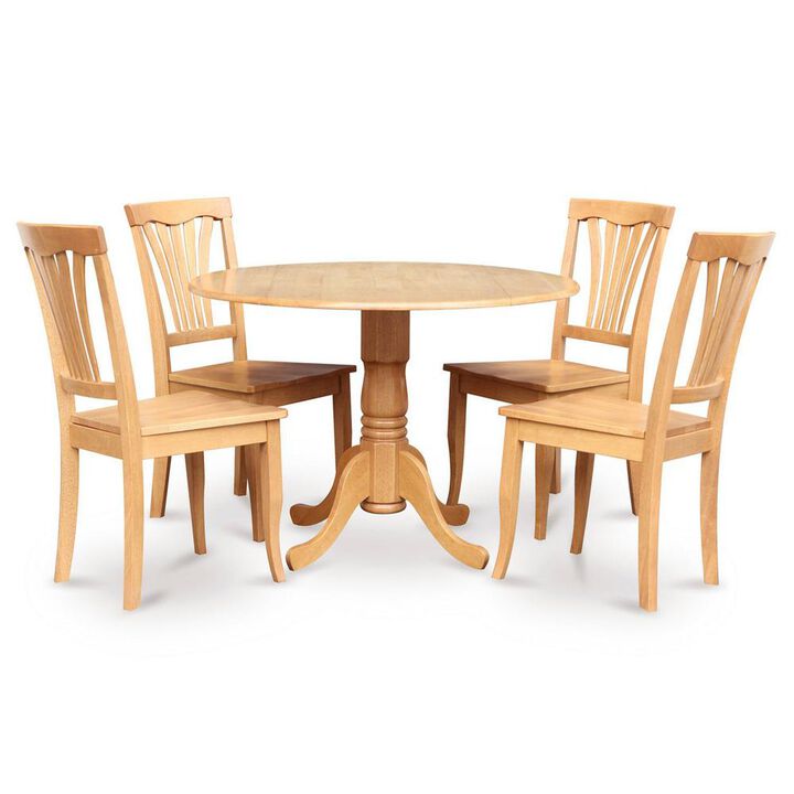 East West Furniture 5  PC  Kitchen  Table  set-drop  leaf  Table  and  4  dinette  Chairs