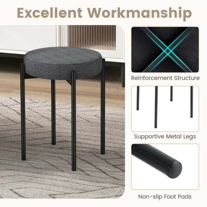 Hivvago Bar Stools Set of 4 Upholstered Kitchen Stools with Foot Pads