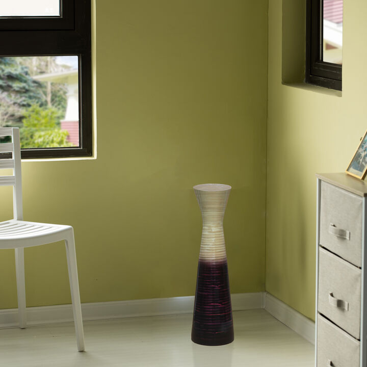 Uniquewise 27" Elegant Bamboo Floor Vase with Hourglass Design Ideal for Silk Plants Dried Branches or Long Stem Flowers - Perfect for Dining Room Living Room Entryway or Home Office Decor, Purple