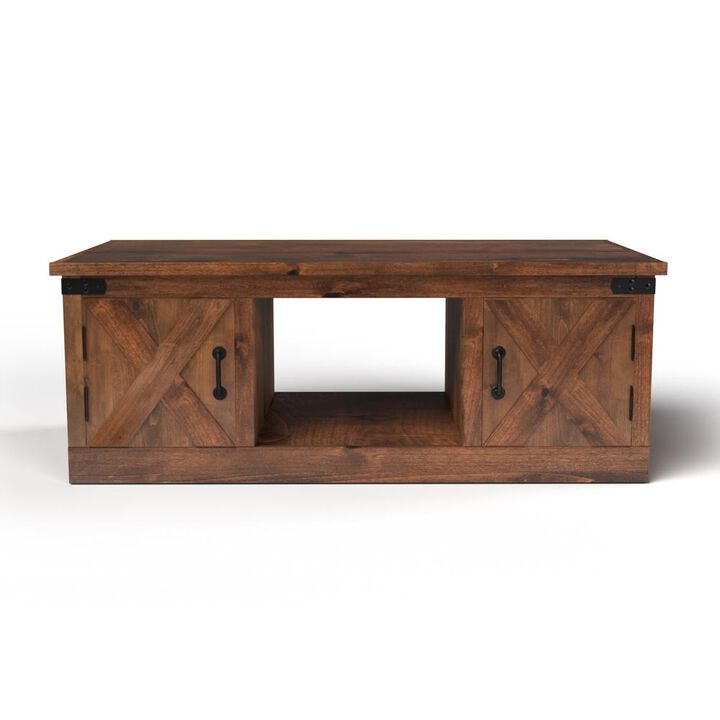 Bridgevine Home 48 in. No Assembly Required Aged Whiskey Finish Solid Wood Coffee Table