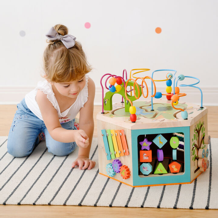 Teamson Kids - Preschool Play Lab Large Wooden Activity Learning 7-side Cube