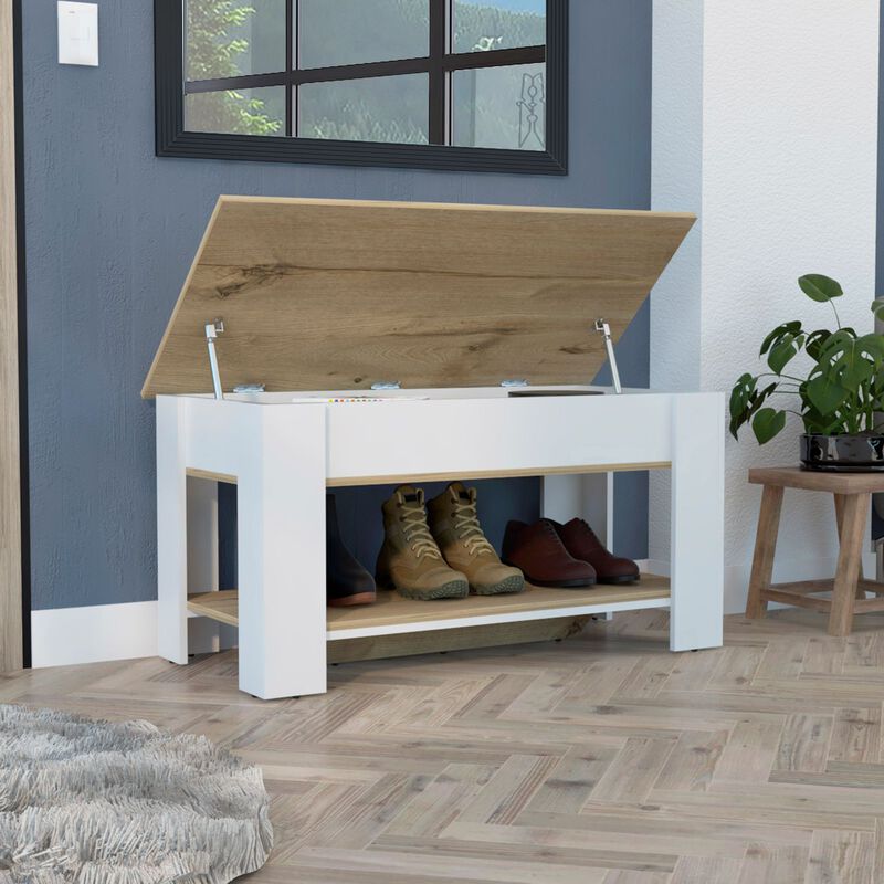 DEPOT E-SHOP Saturn Storage Table, Four Legs, Lower Shelf