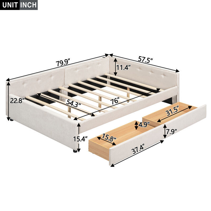Merax Upholstered Daybed with USB and 2 Drawers