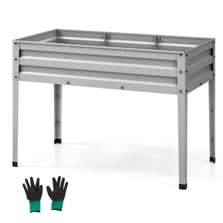 Hivvago Galvanized Raised Garden Bed Elevated Planter Box with Legs and Drainage Hole