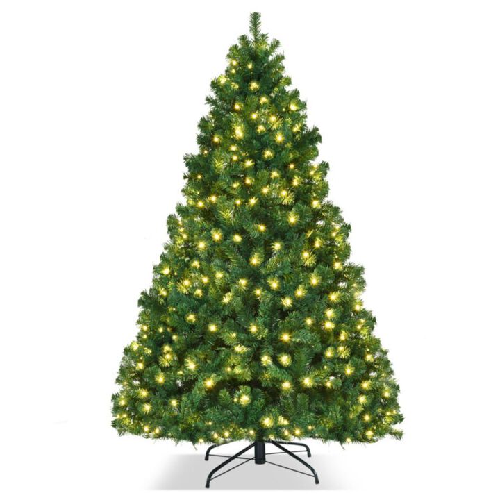 Hivvago 7/7.5/8 Feet Pre-lit Artificial Natural Christmas Tree with LED Lights Hivvago 7/7.5/8 Feet Pre-lit Artificial Natural Christmas Tree with LED Lights