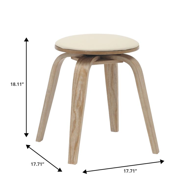 LeisureMod Pelya Mordern Wooden Dining Stool in Brown