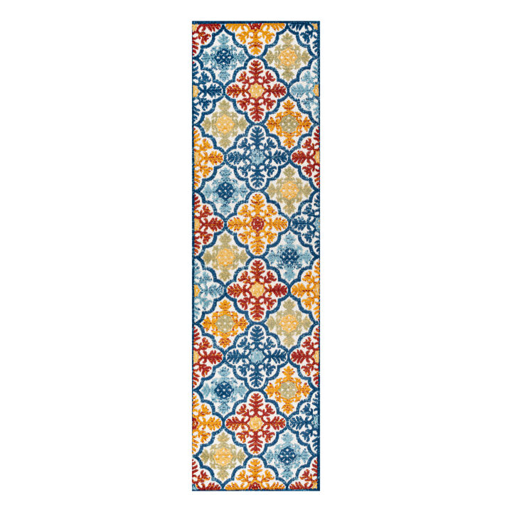 Cassis Ornate Ogee Trellis High-Low Indoor/Outdoor Area Rug
