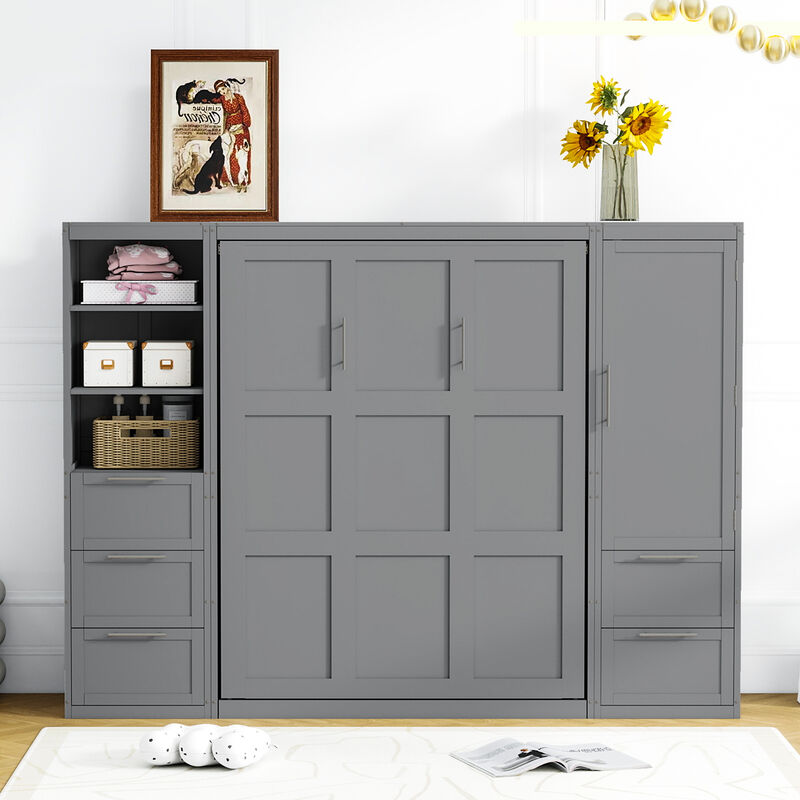 Merax Murphy Bed Wall Bed with Closet