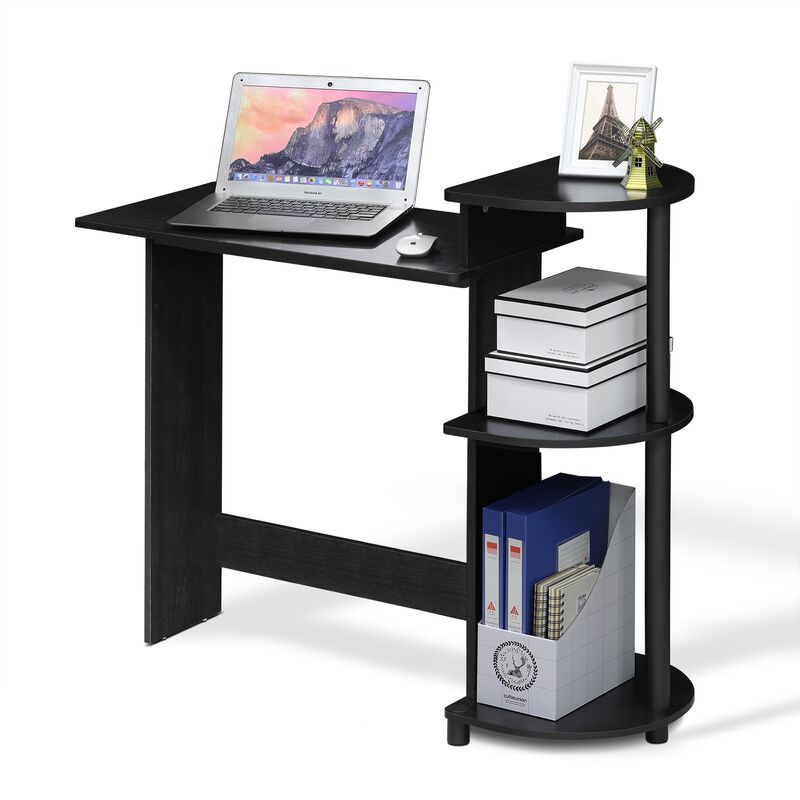 Furinno Furinno Compact Computer Desk with Shelves, Americano/Black, 11181AM/BK