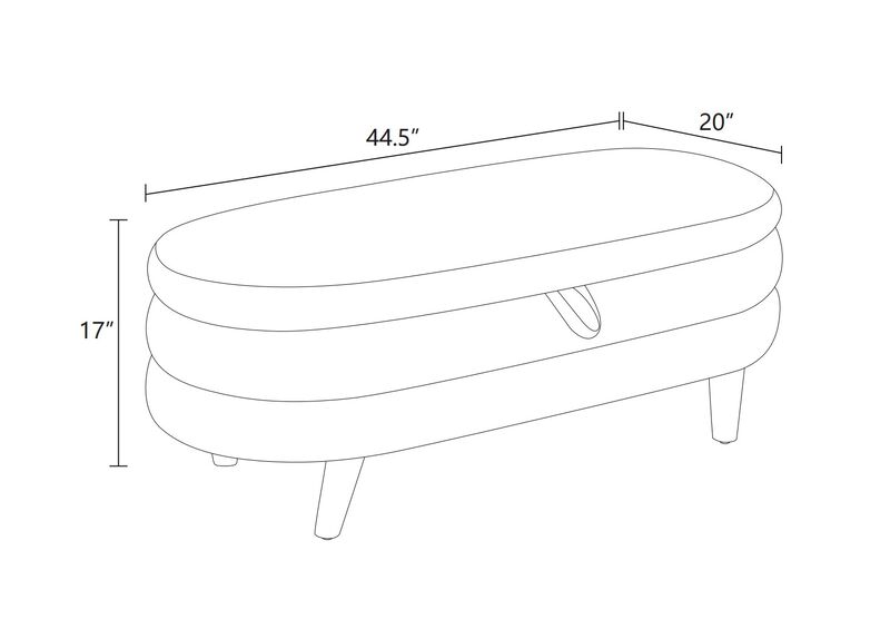 White Cotton Oval Ottoman with Storage