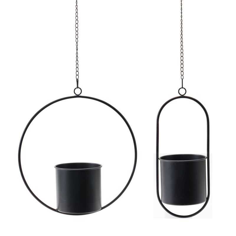 Modern Hanging Planter with Frame for Stylish Indoor and Outdoor Plant Display (Set of 2)