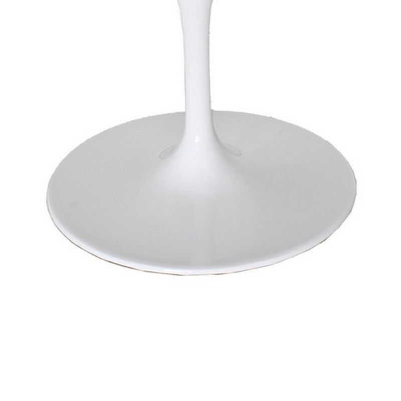 Sufi 27 Inch Swivel Dining Armchair, Unique Artisan Shape, White Round Base - Benzara