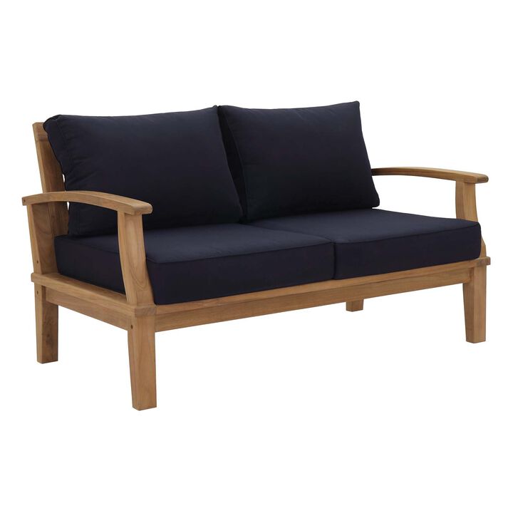 Modway - Marina Outdoor Patio Teak Loveseat Natural White