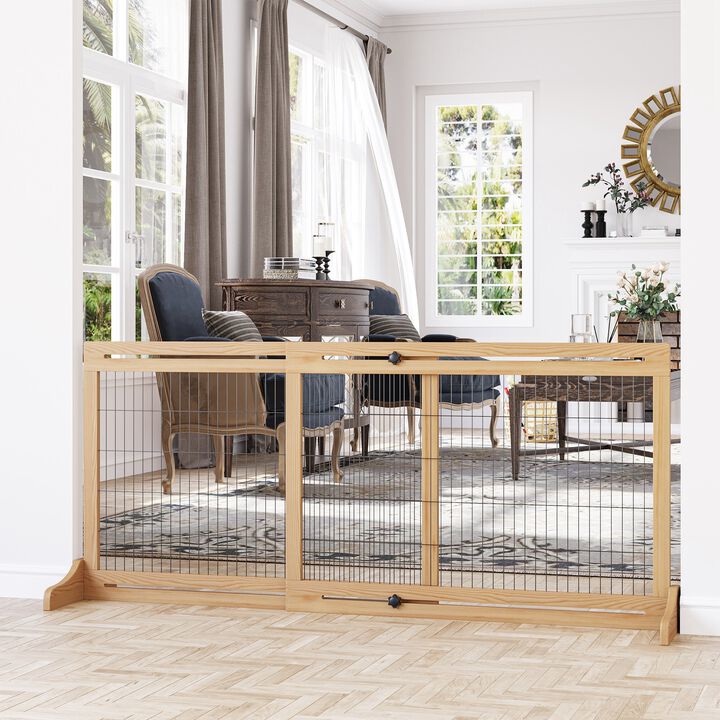 Natural Pet Barrier: 72"Wx27.25"H Freestanding Extra Wide Gate