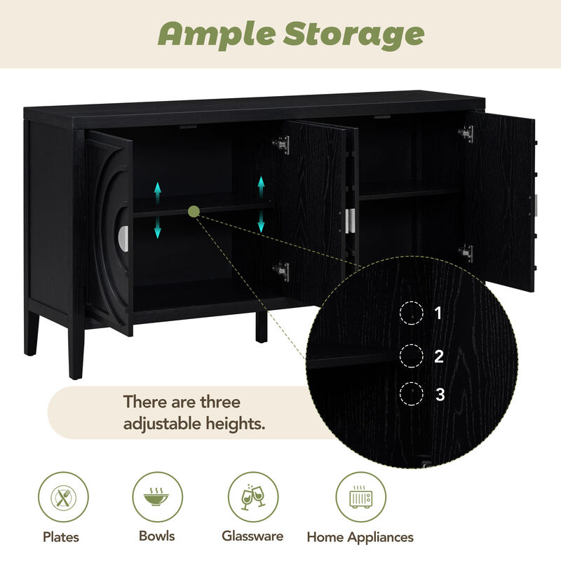 Merax Retro Circular Groove Door Sideboard