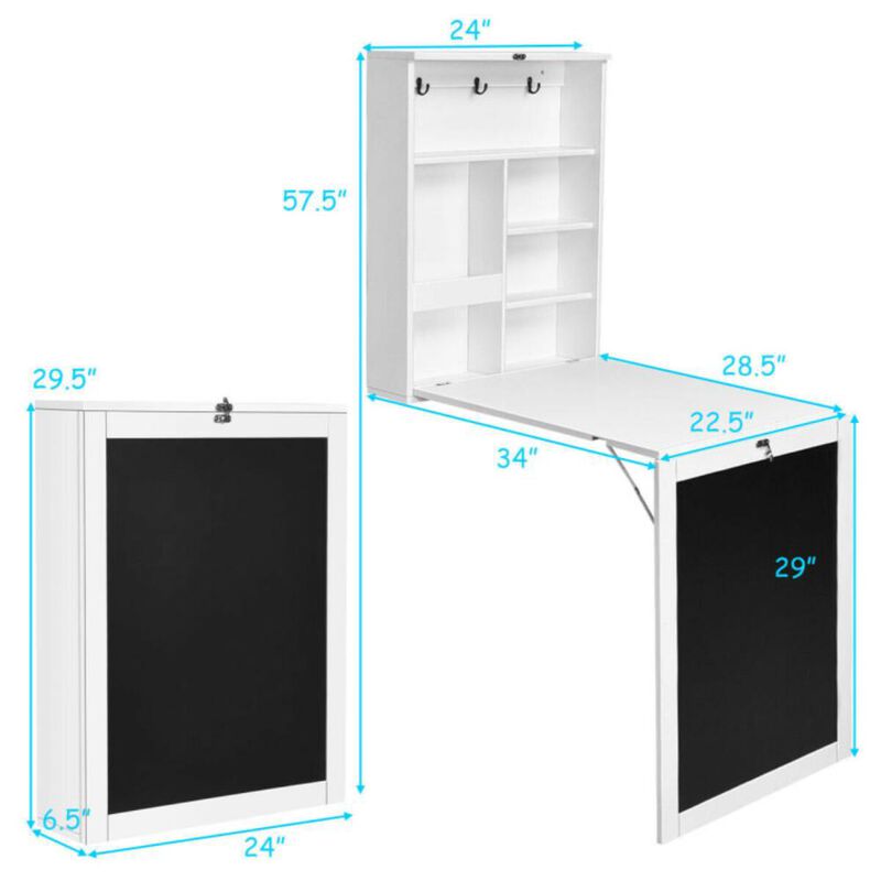 Hivvago Convertible Wall Mounted Table with A Chalkboard