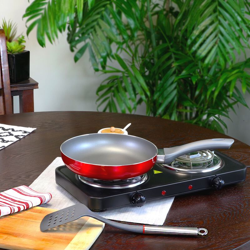 Oster Herscher 9.5 Inch Aluminum Frying Pan in Red