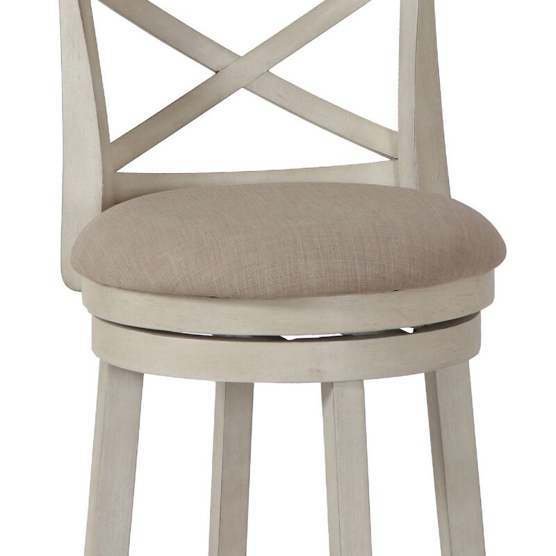 Curved X Shaped Back Swivel Counter Stool with Fabric Padded Seating
