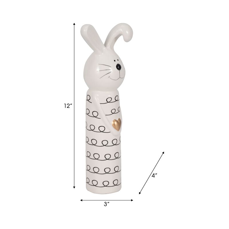 Squiggly Bunny Gold Heart