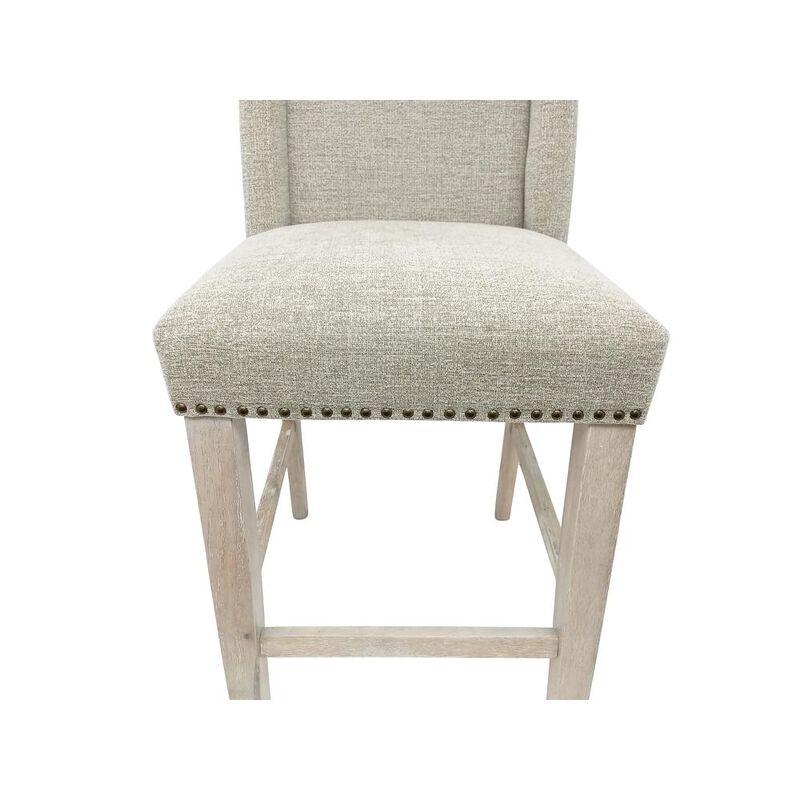 Carolina Living Upholstered 24 Counter Stool - Set of 2 - Natural Driftwood - Fawn Upholstery