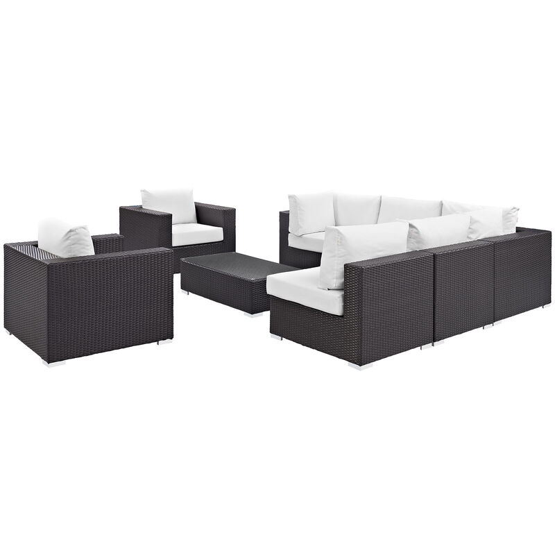Convene 8 Piece Outdoor Patio Sectional Set - Espresso White