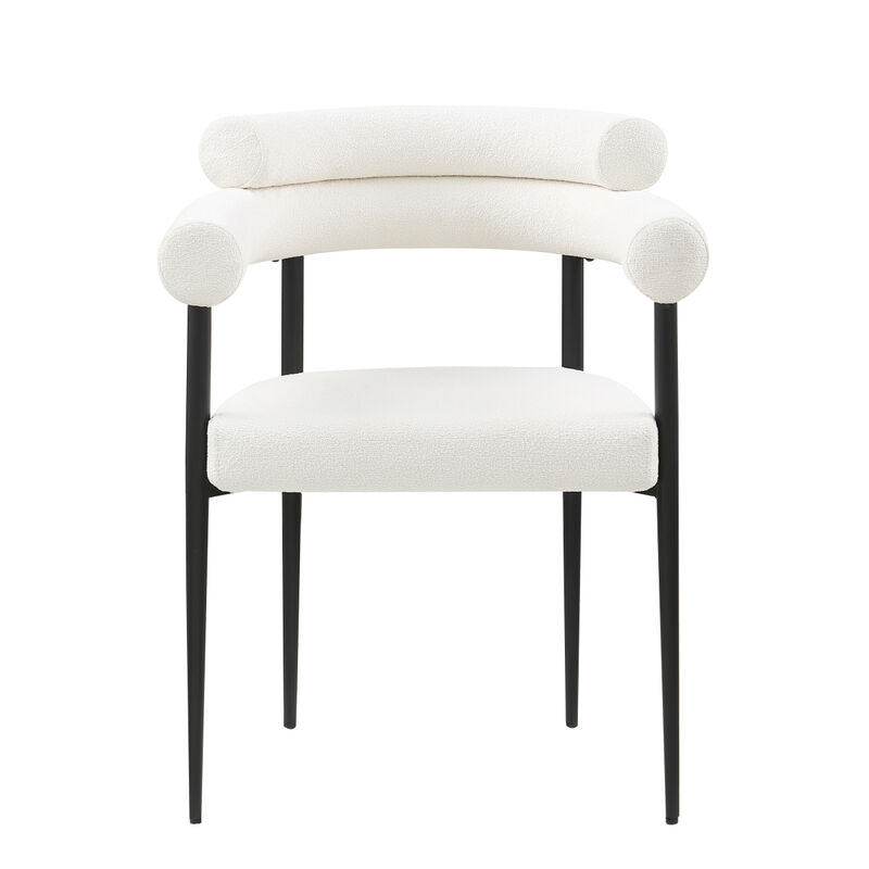 Mid Century Dining Chairs Set with Boucle Backrest