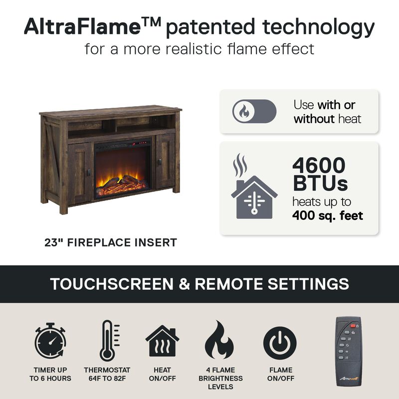 Farmington Electric Fireplace Space Heater TV Console for TVs up to 50", Rustic