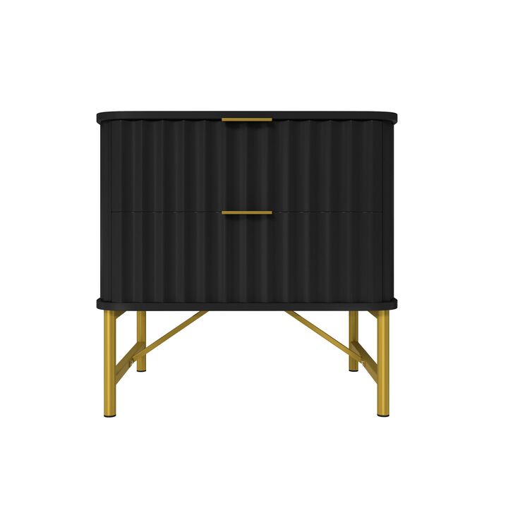 2-Drawer Nightstand with Metal Base