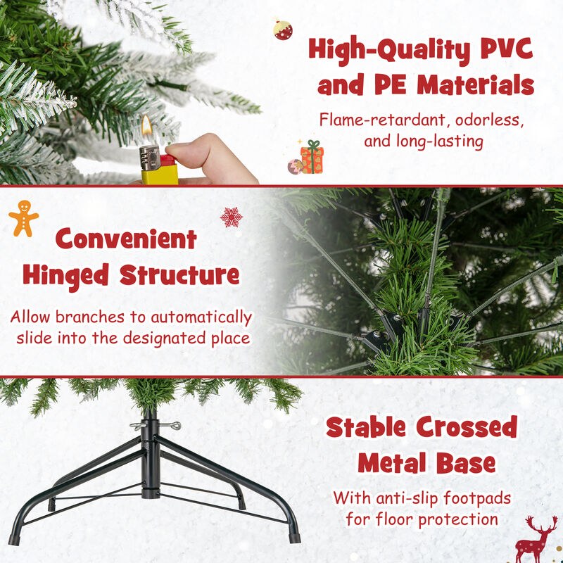Pre-Lit Artificial Christmas Tree Snow Flocked Hinged