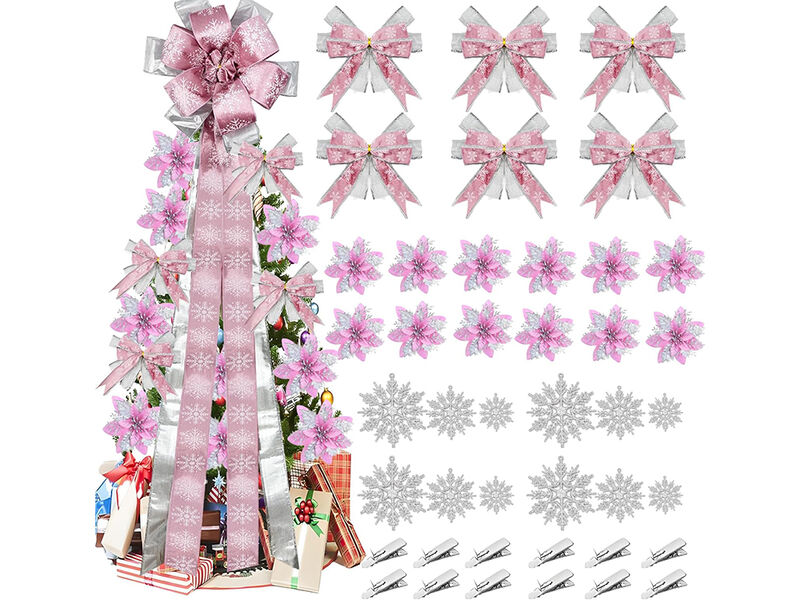 Pink 31 Pcs Velvet Christmas Tree Decoration Set