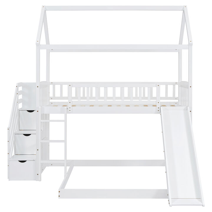 Merax Bunk Bed with Two Drawers and Slide