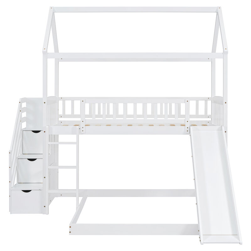 Merax Bunk Bed with Two Drawers and Slide
