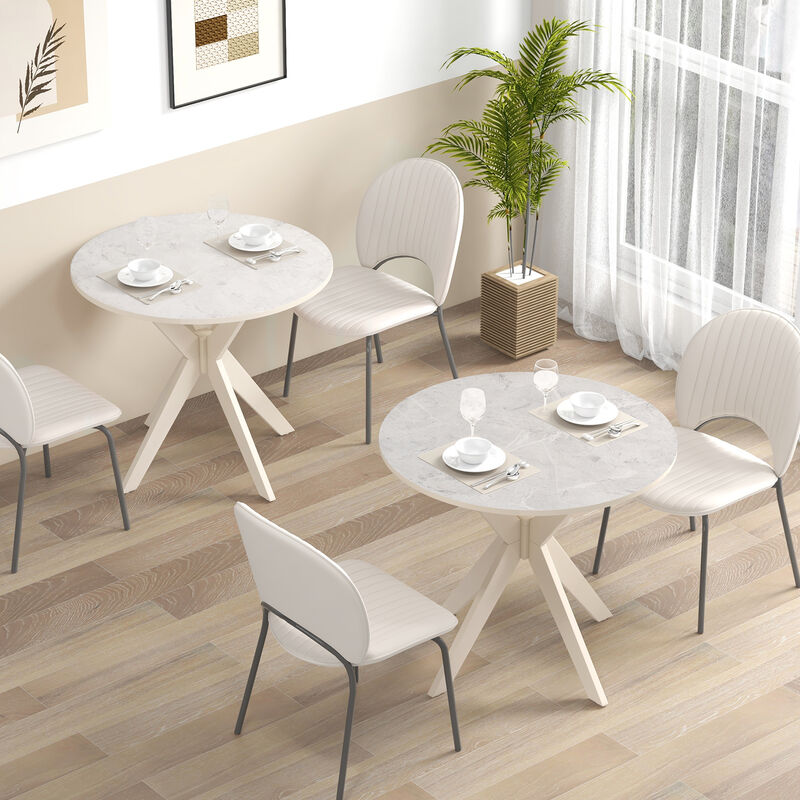 Modern Kitchen Table with Sleek Faux Marble Top – Stylish Dining Table for Small & Large Spaces