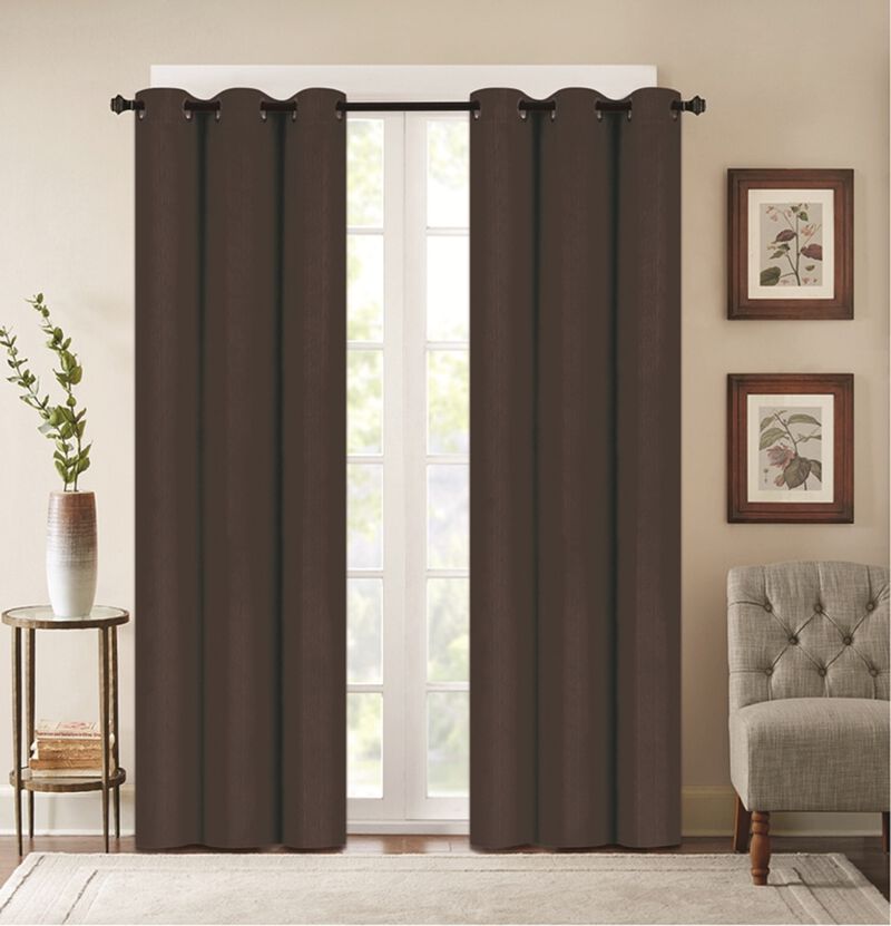 J&V TEXTILES Embossed Solid Blackout Grommet Curtain Panels (Set of 2)