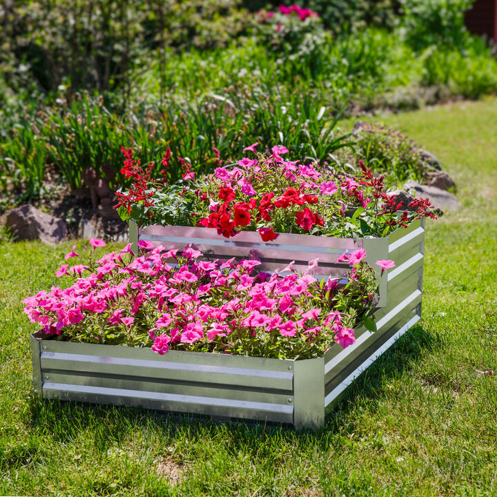 2-Tier Galvanized Steel Raised Garden Bed
