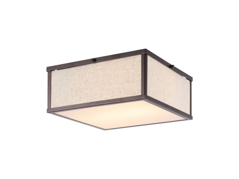 Grant 2-Light Minimalist Industrial Square Linen Iron LED Flush Mount
