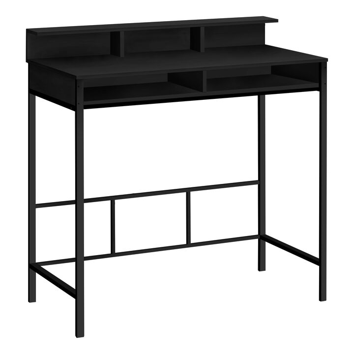 Monarch Specialties I 7700 Computer Desk, Home Office, Standing, Storage Shelves, 48"L, Work, Laptop, Metal, Laminate, Black, Contemporary, Modern