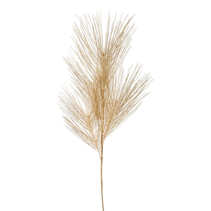Set of 12 Gold Long Needle Pine Sprays for Elegant Holiday Décor and Floral Arrangements
